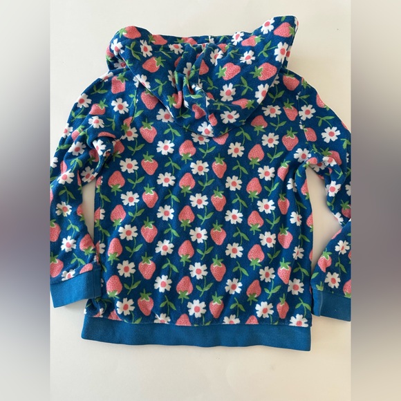 Mini Boden Toweling Blue Strawberry Flowers Zip Up Hoodie, 7/8 - Picture 5 of 8